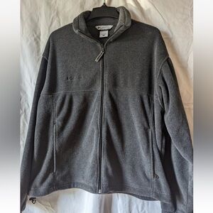 Columbia Sportswear Men’s Grey Fleece Full Zip Draw String Hem Jacket Coat Large